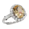 Cluster Rings 3ct Natural Citrine Ring 8mm 10mm VVS Grade Silver For Office Woman 18K Gold Plating 925 Jewelry