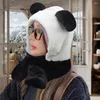 Berets chapéu térmico panda forma de pelúcia inverno para proteção completa calor à prova de vento boné ao ar livre com desenhos animados unisex clima