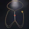 Other Fashion Accessories Rave Red Heart Crystal Necklace Waist Belly Chain Sexy Rhinestone Bo Chain Chest Jewelry for Women Festival Outfit AccessoriesL231215