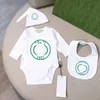 Klassiska tryckta barnklättringsdräkt Tre stycken Set Pure Cotton Babys Jumpsuit Rompers nyfödda babykläder Lång ärm Onesies Bodysuit CSD2312151