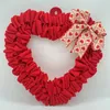 Dekorativa blommor Elegant Bowknot Door Decoration Valentine Day Wreath Romantic Heart format med rutig för alla hjärtans utomhus