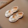 Chaussures plates Filles demi-sandales enfants strass Bow princesse chaussures bébé à semelles souples chaussures plates pour enfants taille 23-35 enfant en bas âge 231215