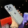 Diamond Mönster Ladies Rhinestone Glitter Transparent telefonfodral för iPhone 15 14 13 12 11 Pro Max 7 8 X Xs Soft TPU Clear Cover