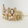 Hair Clips Luxury Baroque Crown TiarasFull Rhinestone Handmade Bands Crystal Headband Wedding Jewelry With Earring