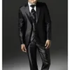 Erkekler Suits Blazers Blazer Erkekler Suit Veet Ceket Pantolon Siyah Üç Parça Tek Kesikli Çentikli Yakıt Saten Lüks Kostüm Hombre Düğün Damat 231214