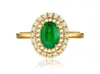 Bagues de cluster Vintage Princess Green Crystal Emerald Gemstones Diamants pour femmes 18k Gold Couleur Bijoux Bijoux Bague Party Cadeau Élégant