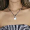 Colares com pingente Avanlin em forma de coração colar de alternância prata pingente de aço inoxidável colar de corrente de pescoço joias para mulheres e meninas