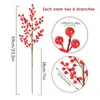 Fleurs décoratives 59cm branche de fleur de baies rouges de noël 1/2 pièces Simulation tige de baies de houx faux Bouquet fête de noël décoration de la maison bricolage