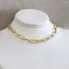 Correntes requintado colar de clipe de papel para mulheres homens 18k banhado a ouro aço inoxidável jóias punk