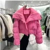 Damen Daunenparkas 2023 Korean Chic Strickkragen Herbst Wintermantel Frauen Verdickte Pufferjacke Lose Parka Warme Baumwolle gepolsterte Kurzmäntel 231215