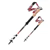 Skidstänger 1 st Carbon Fiber Ultralight Folding Trekking Poles 65-135 cm Justerbar längd för camping Skid Toming Walking Sticks 231214