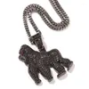 Collane con ciondolo Hip Hop CZ Pietra pavimentata Bling Iced Out Gorilla Pendenti animali per uomo Rapper Gioielli Nero Oro Argento ColorPend271y