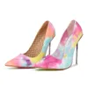 Dress Shoes Women Metal Heel Pumps Stiletto 13cm Colorful Fashion High Heeled Ladies 2023 Sexy Casual Heels