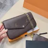 Mode felicie crossbody schoudertasje designer tas portemonnee verwijderbare gouden metalen ketting afneembare ritssluiting zakkaart slots klassieke letter bloemen printen