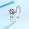 Anelli di cluster S925 ANello d'argento a sei arti femminile intarsiata Moissanite PT950 Platinum