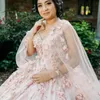 فيستديو دي 15 أنوس تشارو Quinceanera فساتين مع كيب الدانتيل Applqiued حبات مشد