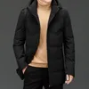 Homens Down Parkas High End Marca Casual Moda Longa 90% Mens Duck Down Jacket Com Capuz Preto Windbreaker Puffer Casacos Inverno Mens Roupas 231214