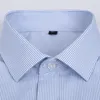 Camisas de vestido masculinas verão S-8XL listrado camisa de manga curta gola quadrada não-ferro ajuste regular anti-rugas bolso masculino social