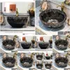 Sink Faucet Sets Porcelain Handmade Chinese Bathroom Ceramic Art Hand Wash Basin Sinks Black Colorgood Qty Qpjfw Drop Del Homefavor Dhh76