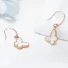 Orecchini pendenti RUIYI Reale 18K Oro Bianco Fritillaria Farfalla Goccia Gancio per L'orecchio Design Puro AU750 Orecchino Donne Gioielleria Raffinata Regali