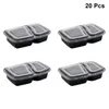 Take Out Containers Disposable Meal Prep 2-compartment Food Storage Box Microwave Safe Lunch Boxes (Black With Lid)