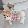 Pet ClothingIns Pink Plaid Blue Plaid cardigan autumn winter warm small medium-sized dog cat sweater pet warm Dog Apparel