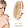 Brosse de bain ovale en bois, poils de sanglier naturels, brosses pour corps sec, Massage exfoliant, traitement de la Cellulite, Circulation sanguine, FMT2110