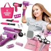 Bellezza Moda Ragazze Trucco Gioco Simulazione Parrucchiere Set Asciugacapelli elettrico Giochi di finzione Giocattoli per bambini Ragazza Casa Regalo 231214