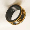 High Quality Designer Rings 18K Gold Plated Black Stainless Steel Ring Brand Letter Fashion Luxury for Womens Wedding Jewelry Holiday Gift Size:6 7 8 9