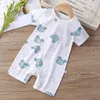 Barboteuses Nouveau-né bébé vêtements bébé barboteuse enfants coton manches courtes combinaison Costume bébé garçon bébé Onesie 2021 été WearL231114