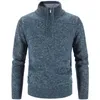 Maglioni da uomo invernali in pile da uomo maglione più spesso mezza cerniera dolcevita pullover caldo maglioni di lana lavorati a maglia slim maschili di qualità per la primavera 231214