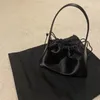 Evening Bags 2023 Fashion Unique Drawstring Opening Glossy Casual Soft Underarm Top Handle ShoulderBag Bucket For Women Office Daily