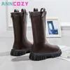 Botas meninas botas altas outono e primavera sapatos de couro moda infantil estilo japonês princesa sapatos passarela simples não-s 231215