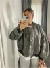 Kvinnor Down Parkas Grey Cotton Bomber Jacket för kvinnor Löst O-Neck Långärmad avslappnad Outwear 2023 Autumn Winter Fashion Female Streetwearl231215