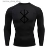 Men's Polos Compression Long Sleeve Shirt Men's Running T-Shirt Sun Protection Second Skin Gym Sweat Sports Top Black Workout Sportswear 4XL Q231215