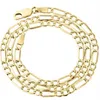 Mens Real 10k Yellow Gold Figaro Chain 4mm Halsband Hög polerad 16-30 tum191i