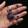 Pendant Necklaces Natural Stone Amethyst Perfume Bottle Pendant Charms Necklace Gravel Chain DIY Jewelry Material Necklace Accessories GiftL231215