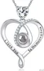 Pendant Necklaces ELDA COI Love You Necklace 100 Languages Heart shaped Pendant Necklace Womens 925 Sterling Silver November Birthday Crystal Jewelry Birthday Gif