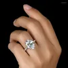 Clusterringen Luxe Duif Ei 5 Diamanten Ring Voor Vrouwen Glinsterende S925 Zilveren Mode Klassieke Stijl