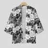 Camisas casuais masculinas masculino manga longa cardigan primavera verão vintage impressão colarinho yukata estilo japonês camisa tradicional cosplay moda