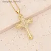 Pendant Necklaces Delicate Luxurious Gold Color Cross Zircon Pendant Necklace For Women 2022 New Fashion Jewelry Gift 18K Gold Plated Copper AlloyL231215