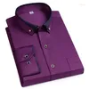 Camicie eleganti da uomo a maniche lunghe viola moda doppio colletto tinta unita classica camicia casual elegante sociale leggermente elasticizzata da lavoro