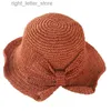 Brede Rand Hoeden Emmer Hoeden 2021 Handgemaakte Raffia Strik Zonnehoed Brede Rand Floppy Zomerhoeden Voor Vrouwen Strand Panama Stro Dome Emmer Hoed Femme Schaduwhoed YQ231215