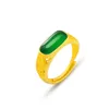 Cluster Rings FASHION 14K GOLD RING FOR WOMEN MEN WEDDING ENGAGEMENT JEWELRY JADE GEMSTONE AGATE COUPLE GREEN EMERALD GIFTS