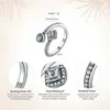 Bamoer 100% 925 Sterling Srebrny okrągły kwadrat olśniewający Cz Otwarty palc Pierścień dla kobiet biżuteria zaręczynowa ślubne Anel PA7626 Y1905321X