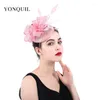 Black Sinamay Wedding Women Fashion Fascinator Hat Headband Bridal Party Race Headpiece Hair Cip Hoops Ladies Accessories