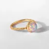 Cluster Rings Easterm Fashion Model Ring Women S925 Silver Diamond For Girls Twisted Round Natural Opal