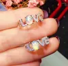 Küme halkaları moda kız için gümüş aşk yüzüğü 5mm 7mm doğal opal 925 mücevher mektubu hediye kadın