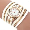 Wristwatches Leather Strap Bracelet Braided Winding Wrap Quartz WristWatch Fashion Casual Women Rhinestone Watch Relogio Feminino