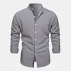 Camisas de vestido masculinas moda branco homens roupas casuais manga longa mens cor sólida regular ajuste botão para baixo camisa de negócios para